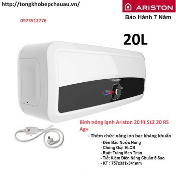 Bình nóng lạnh ariston 20 lít SL2 RS AG+ 2.5FE (Bình ngang 2 đèn)